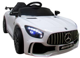 Mercedes GTR-S biały Miękkie koła Eva, miękki fotelik Licencja Akumulator litowo-jonowy