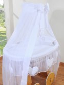 Wiklinowy kosz Mojżesza z baldachimem Deluxe Amelia - naturalny + biała pościel