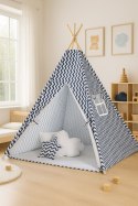 Namiot Tipi dla dzieci+ zawieszki pióra - Chevron granatowy