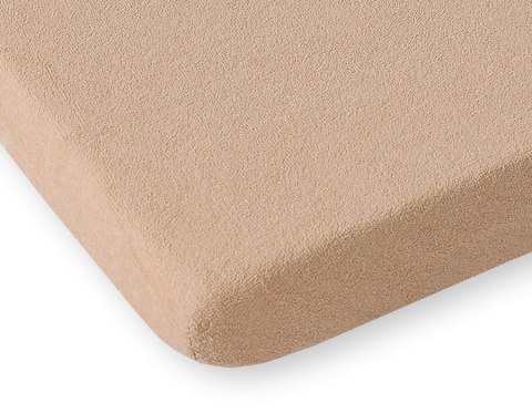 Prześcieradło frotte z gumką do łóżeczka 140x70cm - jasno brązowe