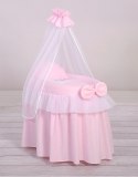 Wózek dla lalek Kosz Mojżesza dla lalek z baldachimem LITTLE PRINCESS różowy