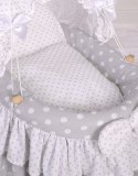 Wózek dla lalek Kosz Mojżesza dla lalek z budką LAURA szary