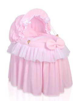 Wózek dla lalek Kosz Mojżesza dla lalek z budką LITTLE PRINCESS różowy