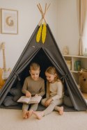 Namiot TIPI dla dzieci +mata + zawieszki pióra - antracyt