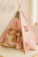 Namiot TIPI dla dzieci +mata + zawieszki pióra - brudny róż