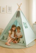Namiot Tipi dla dzieci + zawieszki pióra - jasna mięta