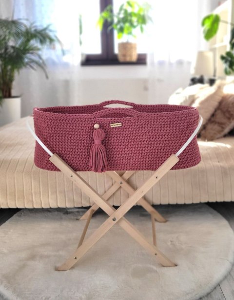 Kosz Mojżesza BOHO bawełniany Handmade z materacykiem - blossom
