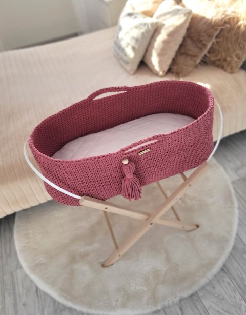 Kosz Mojżesza BOHO bawełniany Handmade z materacykiem - blossom