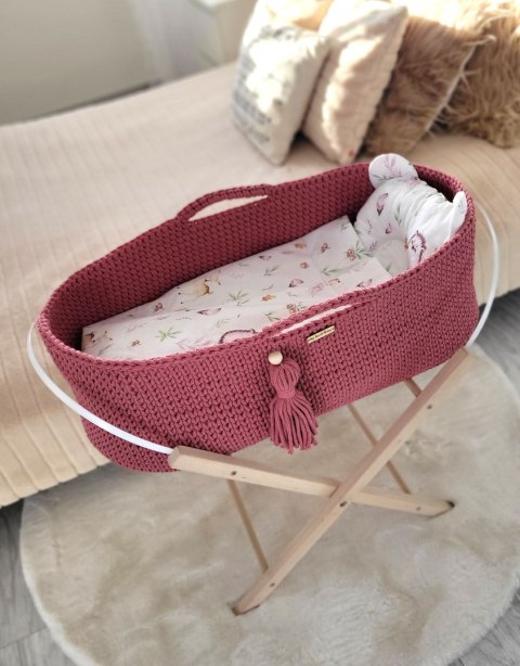 Kosz Mojżesza BOHO bawełniany Handmade z materacykiem - blossom