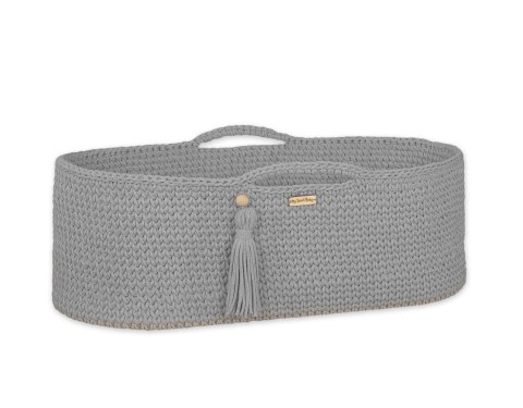 Kosz Mojżesza BOHO bawełniany Handmade z materacykiem - ciemny szary