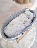 Kosz Mojżesza BOHO bawełniany Handmade z materacykiem - szary