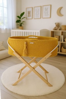 Kosz Mojżesza BOHO Handmade ze stojakiem - musztardowy