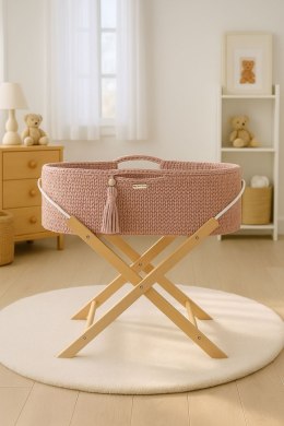Kosz Mojżesza BOHO Handmade ze stojakiem - pastel pink
