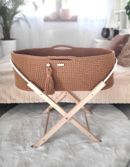 Kosz Mojżesza BOHO bawełniany Handmade z materacykiem - caramel