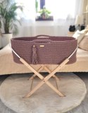 Kosz Mojżesza BOHO bawełniany Handmade z materacykiem - mauve