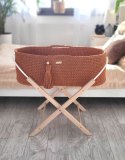 Kosz Mojżesza BOHO bawełniany Handmade z materacykiem - terracotta