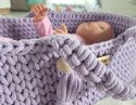 Kosz Mojżesza BOHO bawełniany nosidełko dla lalek - fioletowy