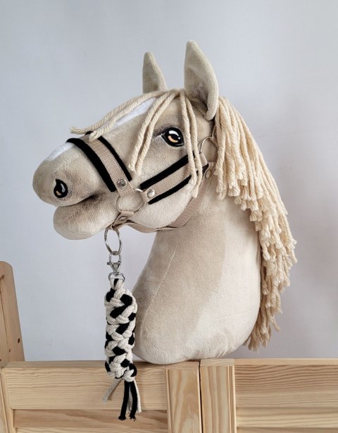 Uwiąz dla konia Hobby Horse pleciony ze sznurka - czarno-beżowy