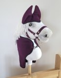 Zestaw dla Hobby Horse A3: polarowa derka + nauszniki - śliwka