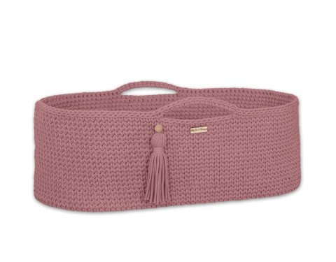 Kosz Mojżesza BOHO bawełniany Handmade z materacykiem - blush