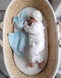Miękka przytulanka DOUDOU kocyk króliczek z bawełny - Miętowo/ biały