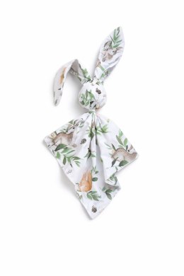 Miękka przytulanka DOUDOU kocyk króliczek z bawełny - Woodland green