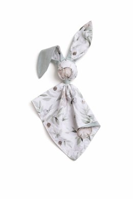 Miękka przytulanka DOUDOU kocyk króliczek z bawełny -Woodland olive/ szałwia