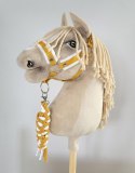 Uwiąz dla konia Hobby Horse pleciony ze sznurka - biało-musztardowy