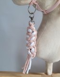 Uwiąz dla konia Hobby Horse pleciony ze sznurka - biało-pudrowy róż