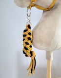Uwiąz dla konia Hobby Horse pleciony ze sznurka - czarno-musztardowy