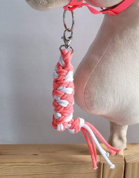 Uwiąz dla konia Hobby Horse pleciony ze sznurka - neon pink/ biały
