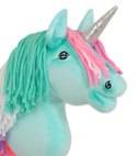 Hobby Horse Jednorożec na kiju miętowy z kolorową grzywą i srebrnym rogiem A4