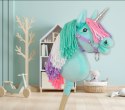 Hobby Horse Jednorożec na kiju miętowy z kolorową grzywą i srebrnym rogiem A4