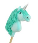 Hobby Horse Jednorożec na kiju miętowy z miętową grzywą i srebrnym rogiem A4