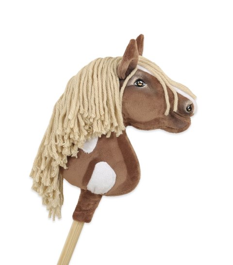 Hobby Horse Średni koń na kiju Premium beżowy western gniady z jasną grzywą A4