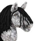 Hobby Horse Średni koń na kiju Premium siwek jabłkowity z czarną grzywą A4