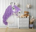 Hobby Horse Jednorożec na kiju biały, grzywa fioletowa i srebrny róg A4