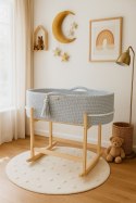 Kosz Mojżesza BOHO Handmade z kołyską - jasny szary
