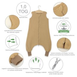 Muślinowy śpiworek dla dzieci z nogawkami XL 2-4 lata letni TOG 1.0 - musztardowy