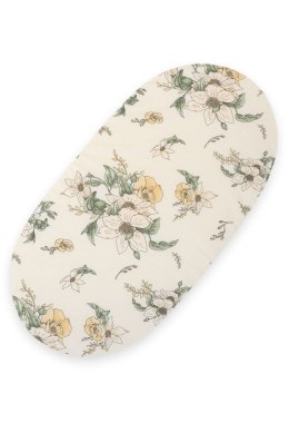 Prześcieradło bawełniane do kosza Mojżesza Boho wózka gondoli 75x35 cm - Clematis on beige