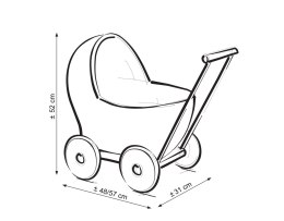 Wiklinowy wózek dla lalek pchacz z pościelką brudny niebieski i miękką wyściółką CHIARA - naturalny