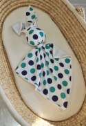 Zając przytulanka DOUDOU dwustronna bawełna i minky - Grochy mięta-granat - biały