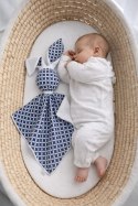 Zając przytulanka DOUDOU dwustronna bawełna i minky - Mini rozeta granatowa - biały