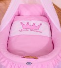 Kosz Mojżesza wiklinowy z baldachimem - Little Princess różowy