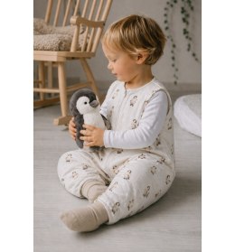 Śpiworek muślinowy ,letni do spania ze skarpetkami - 0,5 TOG do 2.5 lat -- PINGWINKI