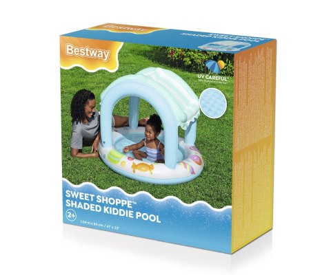 Bestway 52638 Basenik dmuchany z daszkiem i pompowanym dnem Cukierkowy Domek 1.04m x 84cm