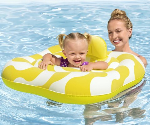 Bestway 32298 Siedzisko do nauki pływania Kwadrat Swim Safer Comfort Plush Zółte fale 76cm x 76cm