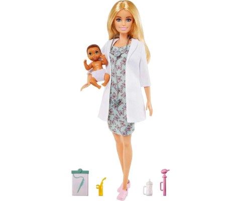 Mattel GVK03 Pediatra Lalka z Bobasem i Akcesoriami Tematycznymi