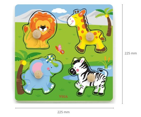 Viga 50840 Drewniane puzzle z uchwytami - zwierzęta Afryki