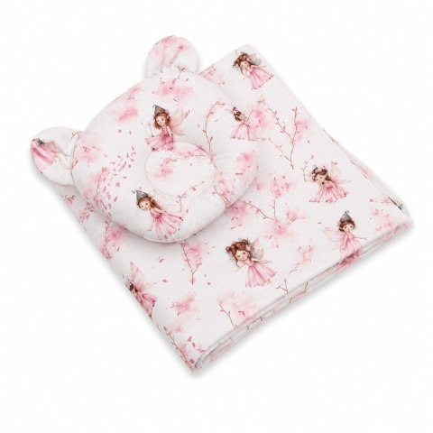 Kołderka z wypełnieniem i poduszka profilowana Miś - zestaw 2cz. - Blossom Fairies